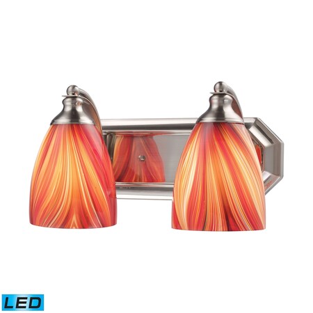 Elk Lighting Vanity 2-Lght Wall Lmp SatNckl w/Multi-colored Glss - Incl LED Bulbs 570-2N-M-LED